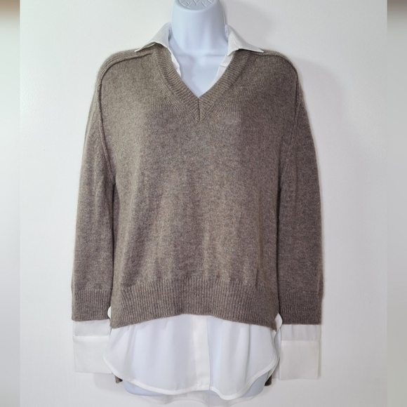 Brochu Walker The Looker Layered V-Neck Cashmere and Wool Sweater Size XS - Picture 2 of 13